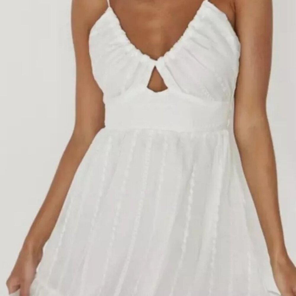 Indikah Women's Size 12 White Dress Cut Out Eyelet New